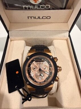 Mulco Rose Gold and Black Sport Chronograph Watch